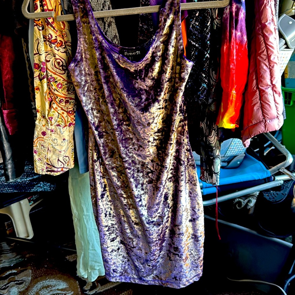 Forever 21 size small dress. Purple velvet mini dress.